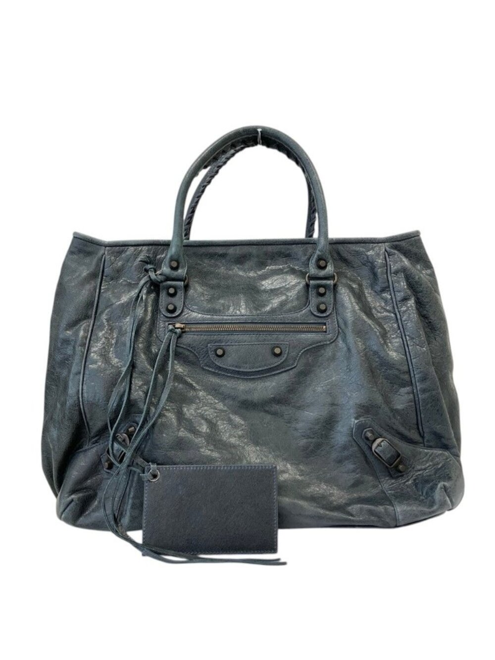 Balenciaga the Sunday Leather Tote Bag Dark Blue
